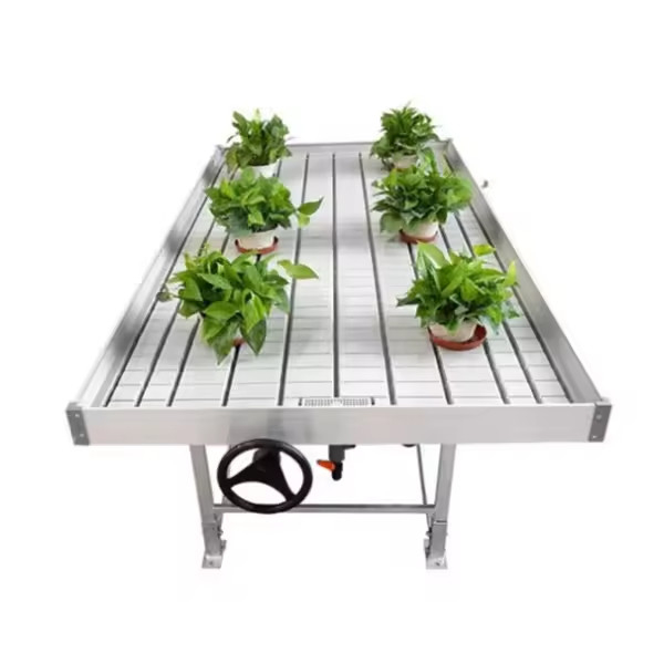 โรงงานเรือนกระจก Ebb Flow Seedling Rolling Bench โต๊ะปลูกสําหรับปลูกพืชประเภทต่างๆ